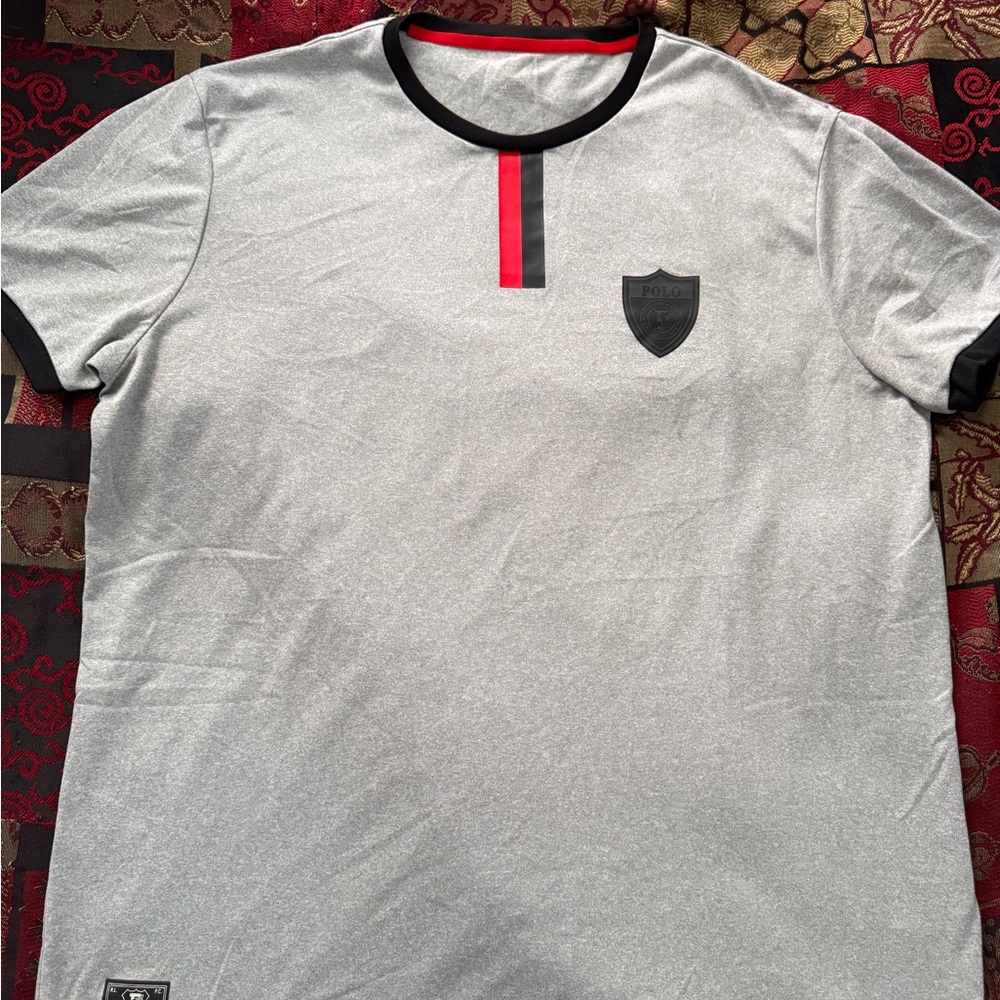 Polo Ralph Lauren Performance P-Wing Polo Crest Grey/Striped Black & Red T-Shirt